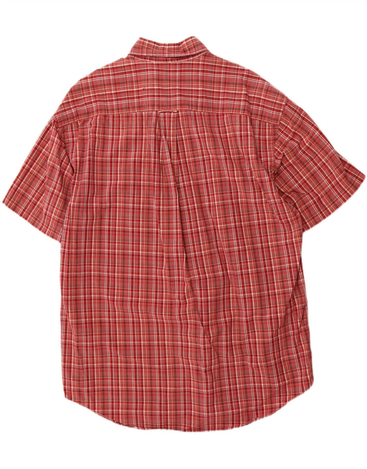 NAUTICA Mens Short Sleeve Shirt Large Red Check Cotton