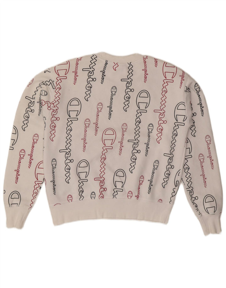 CHAMPION Γυναικείο γραφικό υπερμεγέθη φούτερ Jumper UK 10 Small White