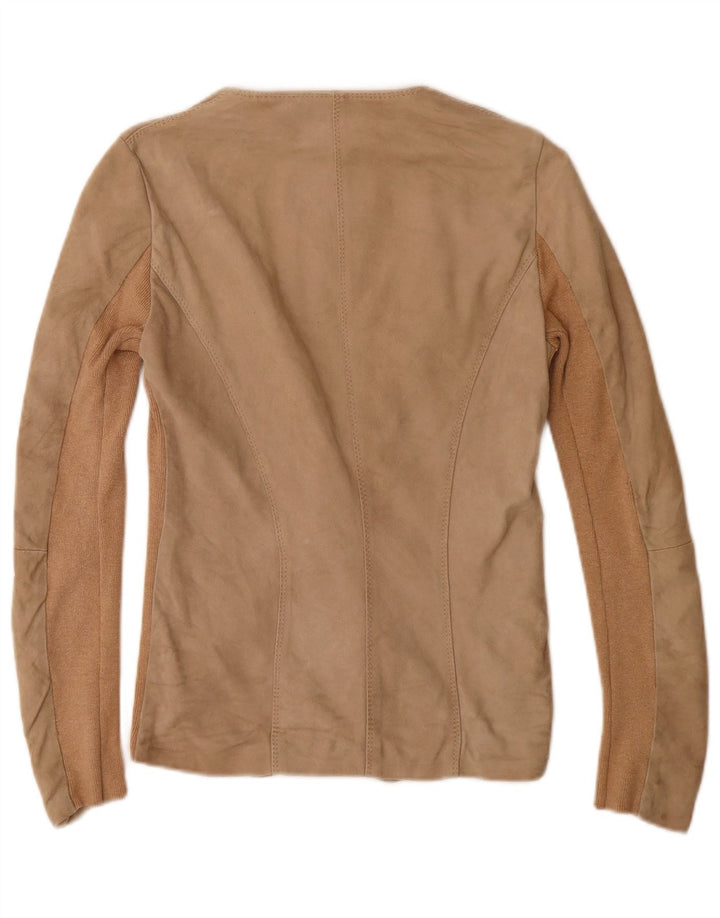 Σήμα κατατεθέν Γυναικείο Suede Blazer Jacket UK 10 Small Beige Colourblock