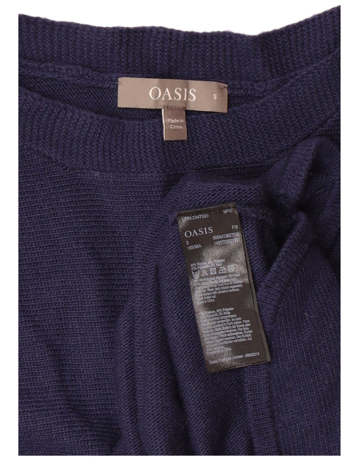 OASIS Γυναικείο πουλόβερ με λαιμό σκάφος UK 10 Small Navy Blue Viscose