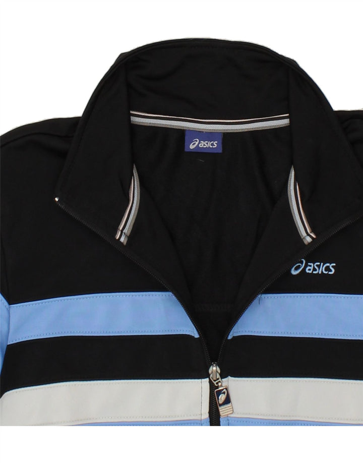 ASICS Boys Tracksuit Top Jacket 11-12 Years Navy Blue Colourblock Vintage Asics and Second-Hand Asics from Messina Hembry 