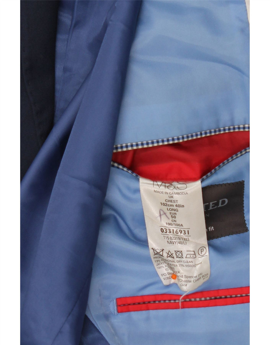 Marks & Spencer Ανδρικό μπλέιζερ με 2 κουμπιά μπουφάν UK 40 Medium Navy Blue