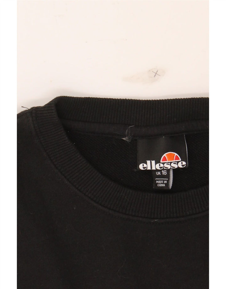 ELLESSE Womens Graphic Oversized Sweatshirt Jumper UK 16 Large Black Vintage Ellesse and Second-Hand Ellesse from Messina Hembry 