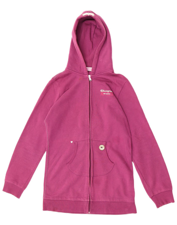 Champion Girls Zip Hoodie πουλόβερ 13-14 ετών XL Ροζ βαμβακερό