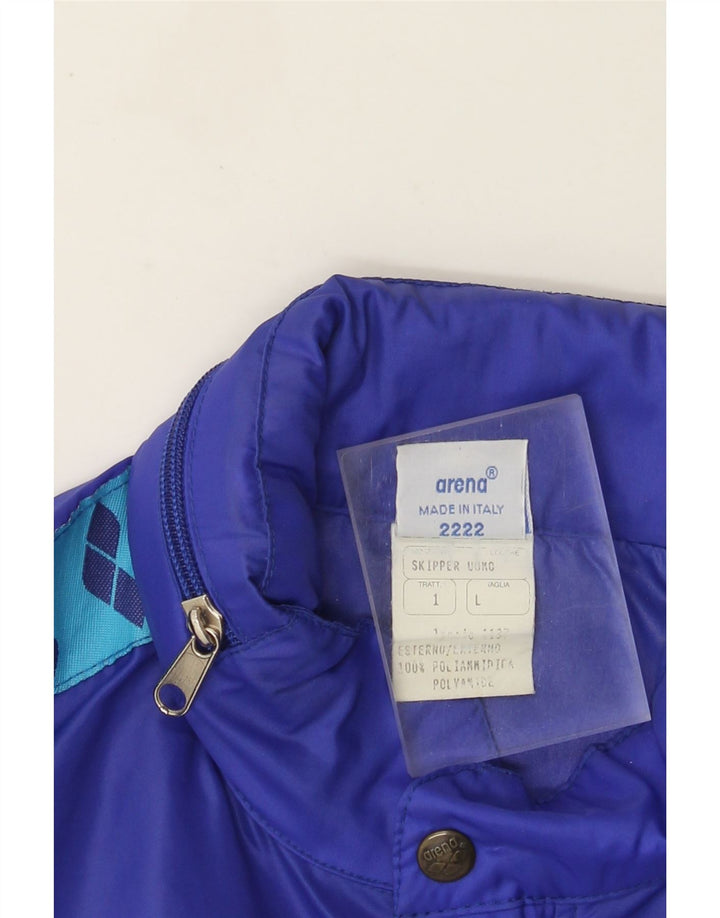 Arena Mens Graphic Hooded Rain Jacket UK 40 Large Blue Polyamide