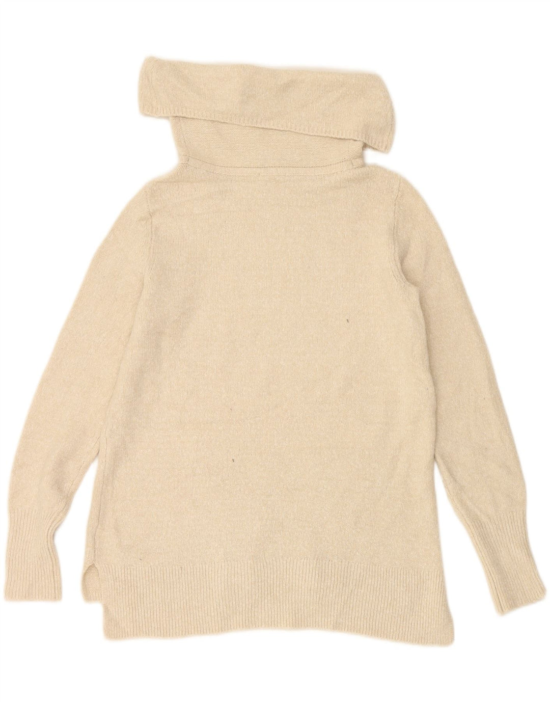 DKNY Womens Roll Neck Jumper Sweater UK 14 Medium Beige Acrylic Vintage Dkny and Second-Hand Dkny from Messina Hembry 