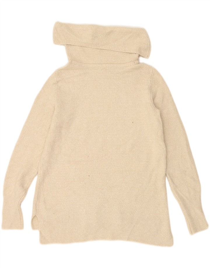 DKNY Womens Roll Neck Jumper Sweater UK 14 Medium Beige Acrylic Vintage Dkny and Second-Hand Dkny from Messina Hembry 