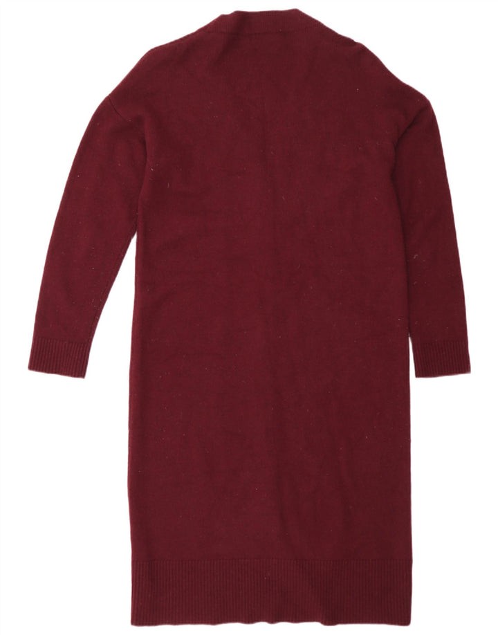 Massimo Dutti Γυναικείο πουλόβερ Longline Cardigan UK 14 Medium Burgundy