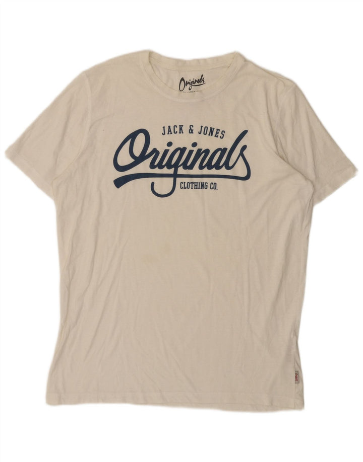 Jack & Jones Ανδρικό γραφικό T-Shirt Top XL Λευκό Πολυεστέρας