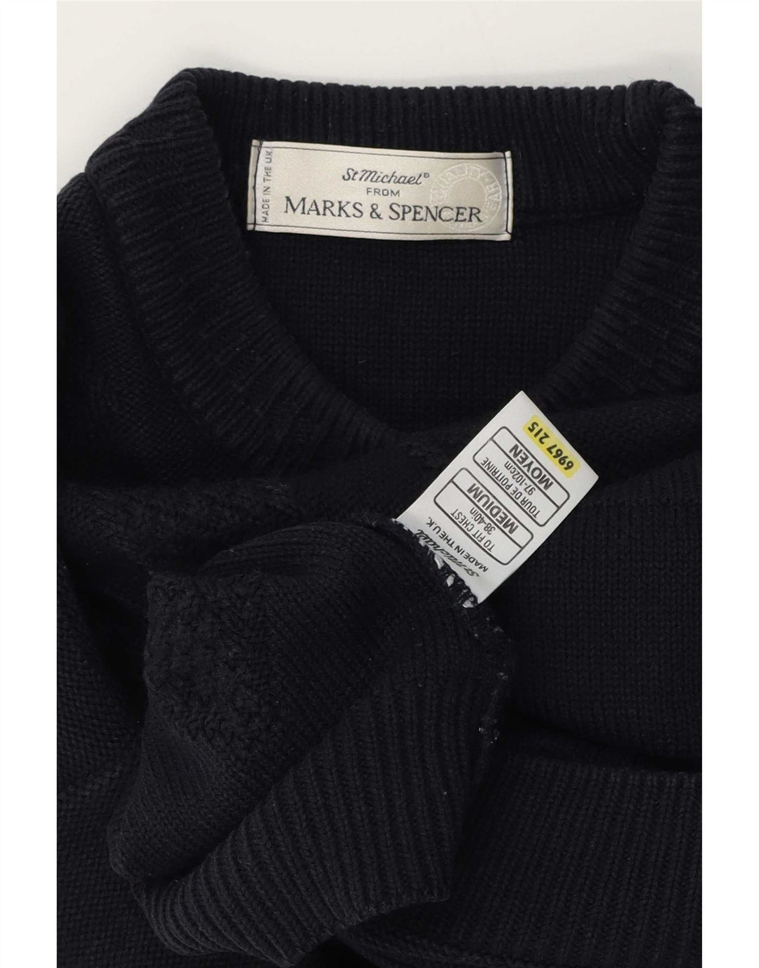 Marks & Spencer Ανδρικό πουλόβερ με λαιμόκοψη St. Michael Crew Medium Navy Blue