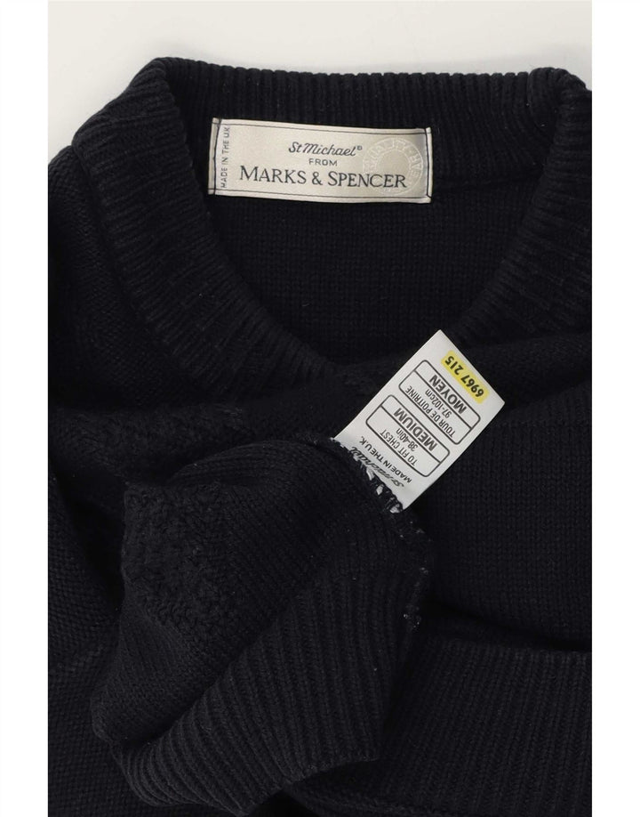 Marks & Spencer Ανδρικό πουλόβερ με λαιμόκοψη St. Michael Crew Medium Navy Blue