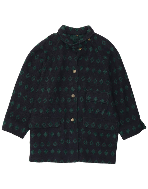 Vintage γυναικείο παλτό με χαλαρή εφαρμογή IT 42 Medium Navy Blue Argyle/Diamond