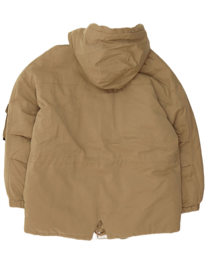 Zara Ανδρικό μπουφάν με κουκούλα Loose Fit padded UK 38 Medium Beige Polyester