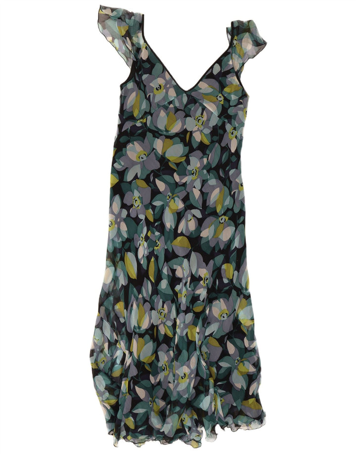 Monsoon Womens Sundress UK 12 Medium Black Floral Silk
