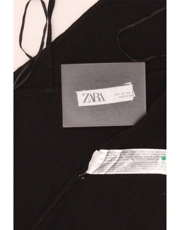 Zara Womens Crop Top UK 10 Small Black Viscose