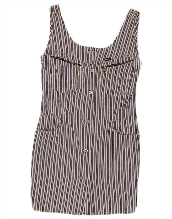 VINTAGE Γυναικείο Αμάνικο Φόρεμα UK 8 Small Navy Blue ριγέ