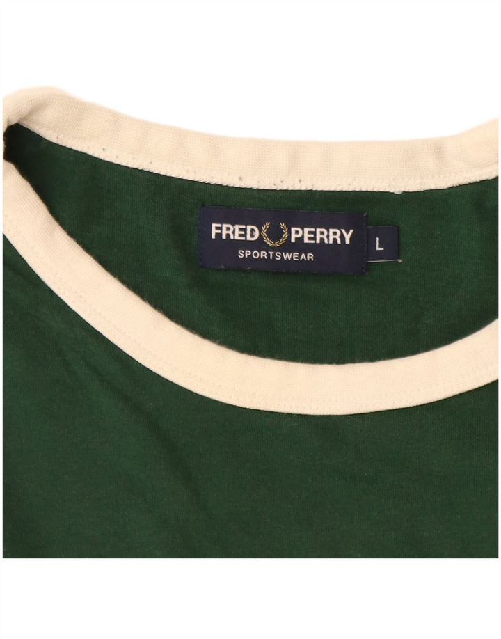 FRED PERRY Ανδρικό T-Shirt με γραφικό μπλουζάκι με μεγάλο πράσινο χρώμα βαμβακερό