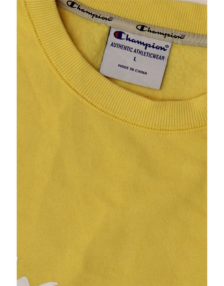 Ανδρικό γραφικό φούτερ Champion Jumper μεγάλο κίτρινο βαμβακερό