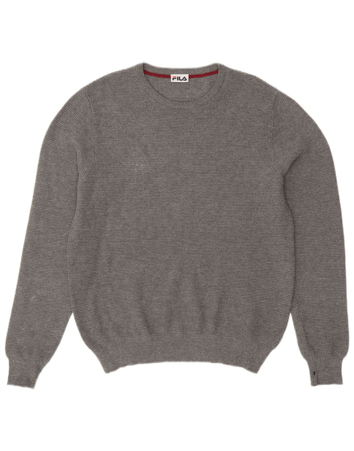 FILA Mens Crew Neck Jumper Sweater Medium Grey Cotton