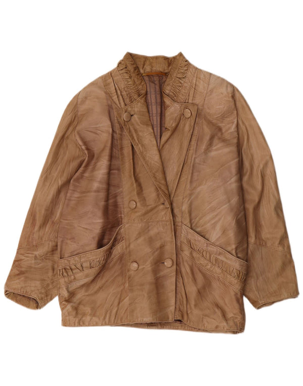 Vintage Γυναικείο Oversized Δερμάτινο Μπουφάν UK 18 XL Beige