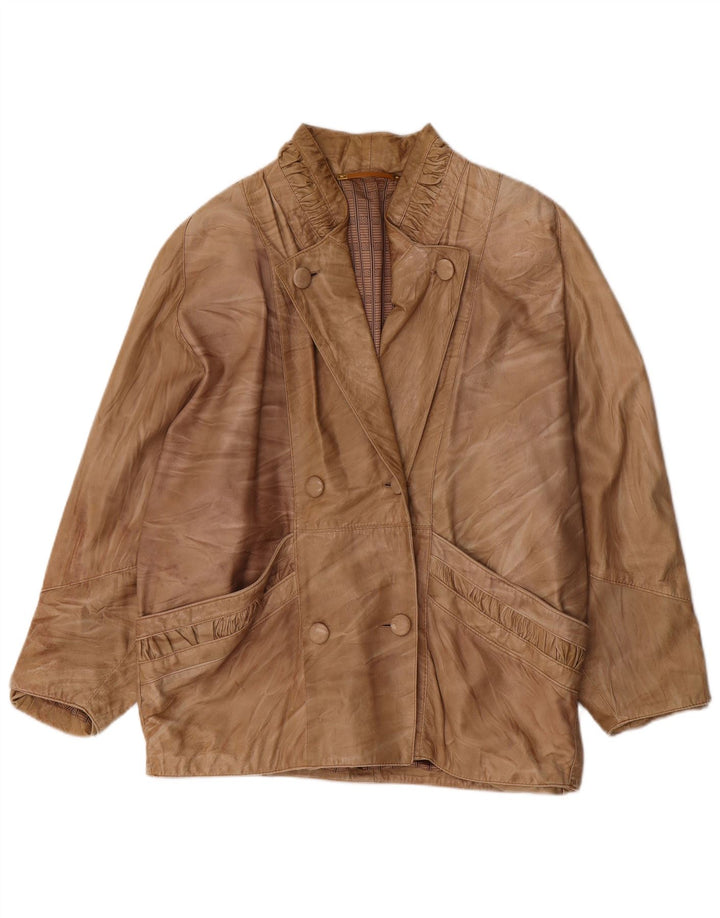 Vintage Γυναικείο Oversized Δερμάτινο Μπουφάν UK 18 XL Beige