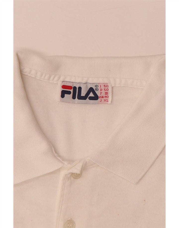 Ανδρικό γραφικό μπλουζάκι πόλο FILA IT 50, μεσαίο λευκό χρώμα, βαμβακερό