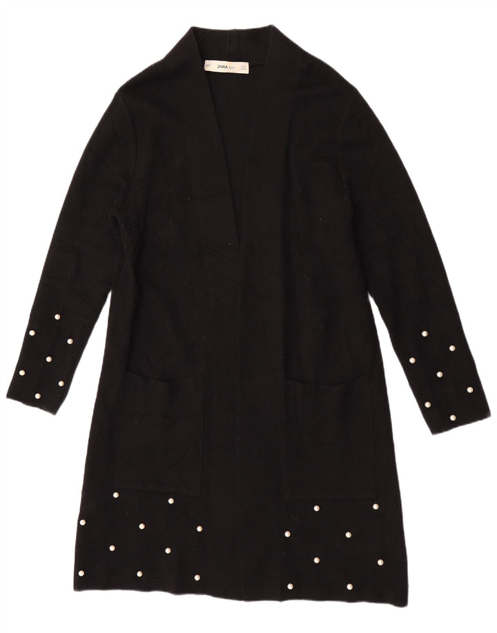 Zara Γυναικείο Longline Ανοιχτό Ζακέτα UK 10 Small Black