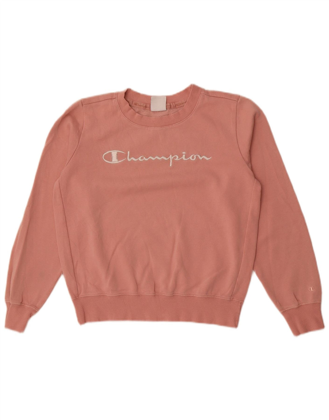 Champion Womens Crop Graphic Oversized φούτερ Jumper UK 10 Small Pink