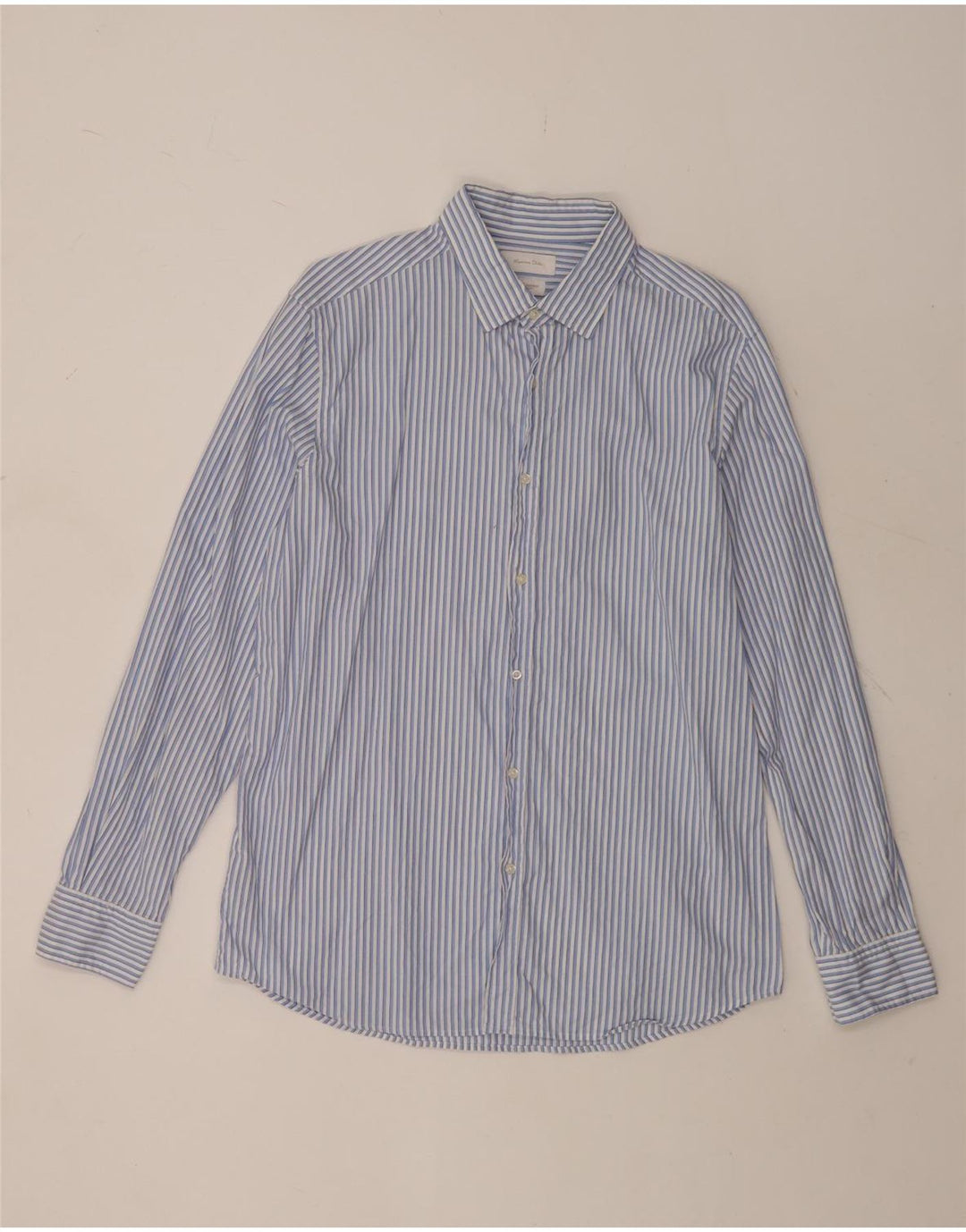 Ανδρικό πουκάμισο Massimo Dutti XL Μπλε βαμβακερό ριγέ