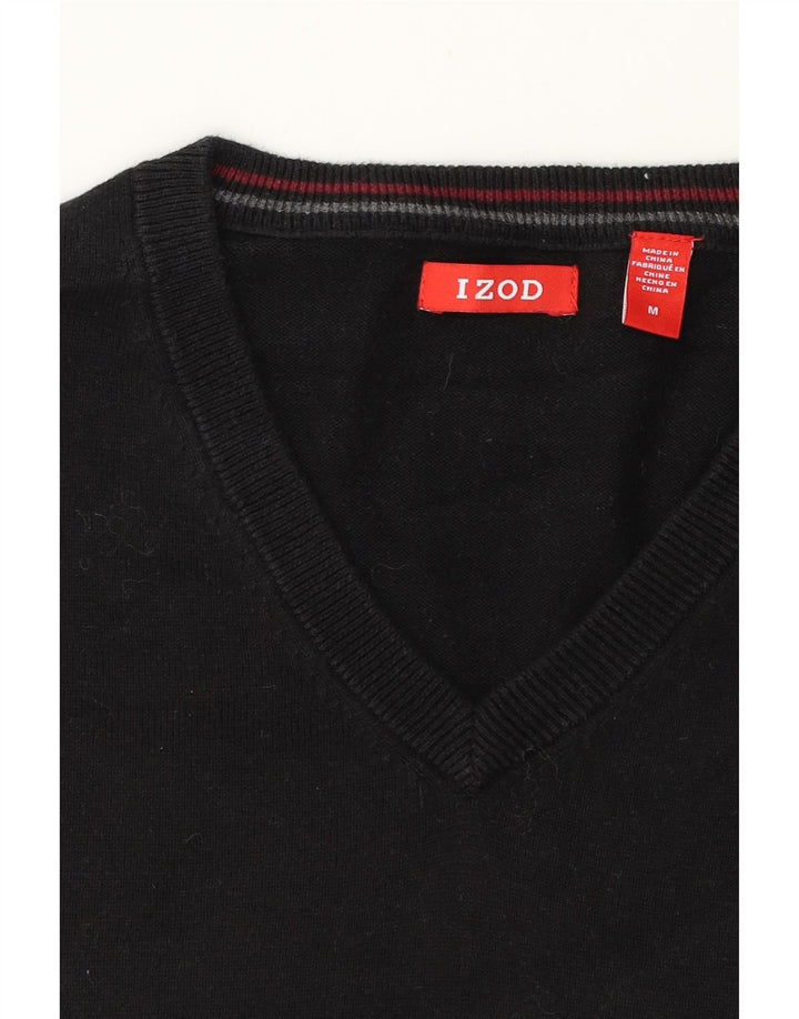 IZOD Mens V-Neck Jumper Sweater Medium Black Cotton Vintage Izod and Second-Hand Izod from Messina Hembry 