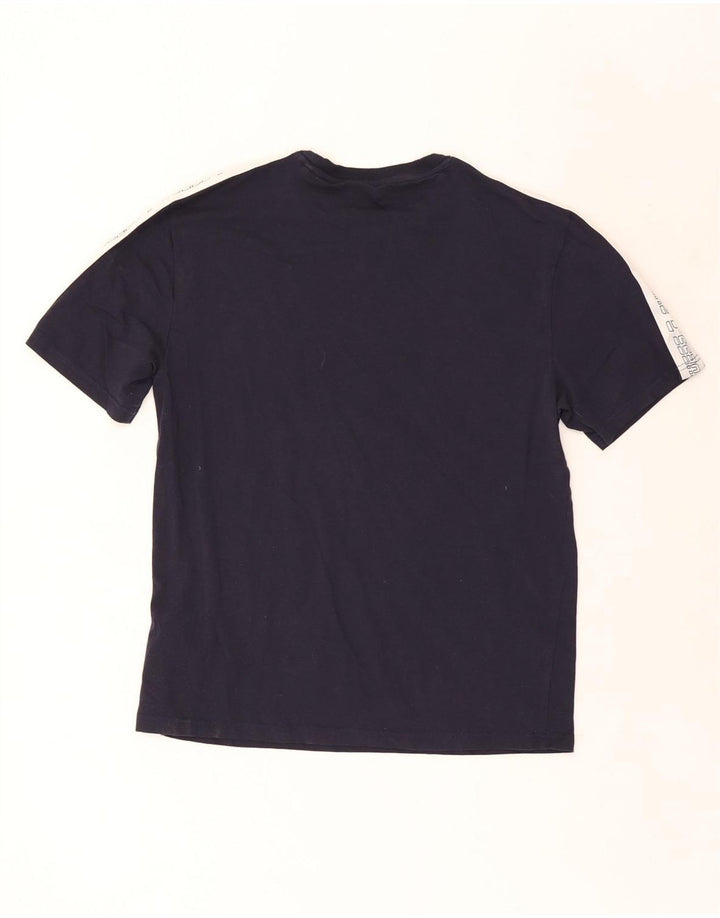 Ανδρικό γραφικό μπλουζάκι Guess Top από μεσαίο μπλε ναυτικό χρώμα, βαμβακερό