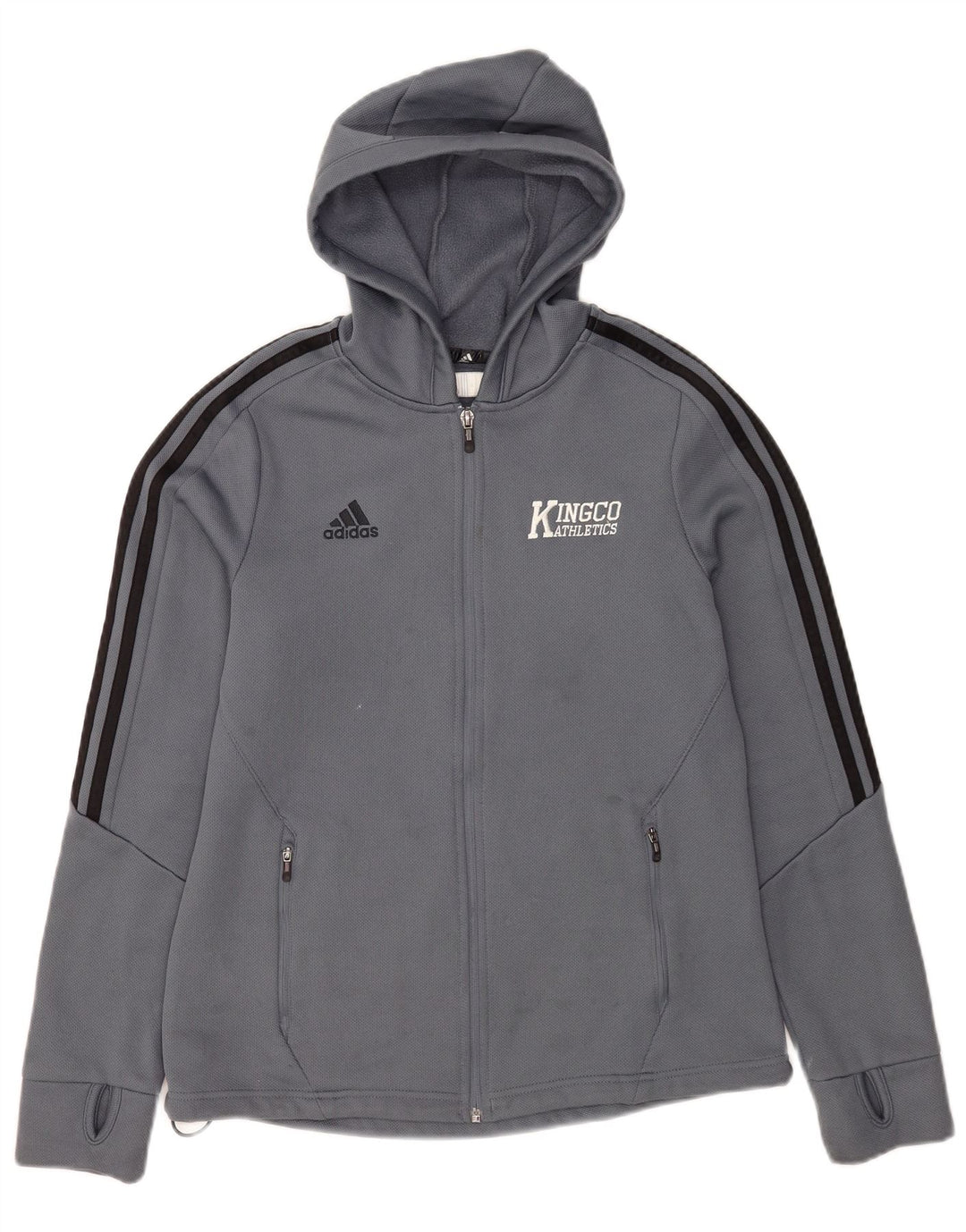 Ανδρικό πουλόβερ Adidas Climawarm με φερμουάρ με κουκούλα μεσαίου μπλε πολυεστέρα