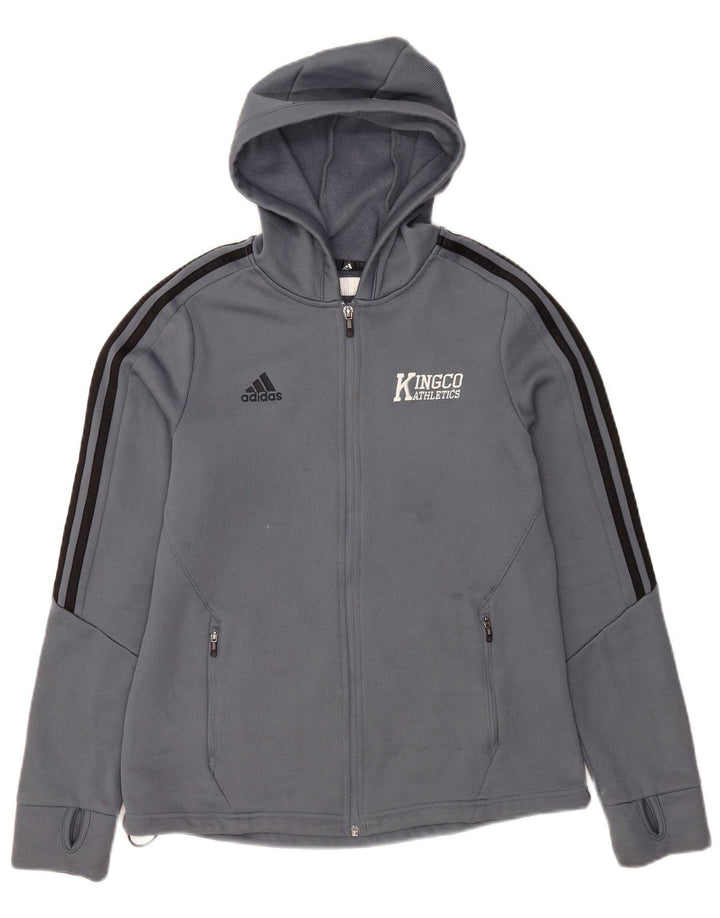 Ανδρικό πουλόβερ Adidas Climawarm με φερμουάρ με κουκούλα μεσαίου μπλε πολυεστέρα