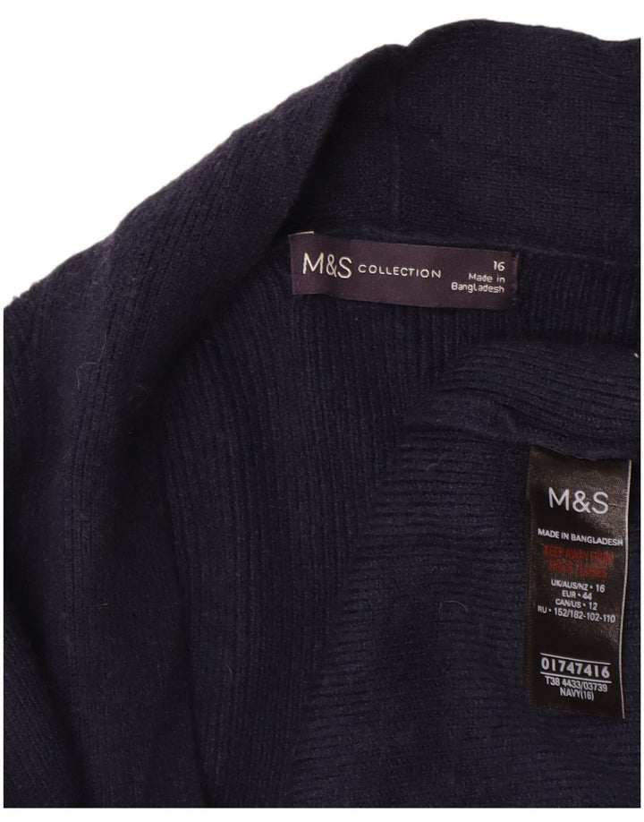 Marks & Spencer Γυναικείο Longline ανοιχτό πουλόβερ ζακέτα UK 16 Large Navy Blue