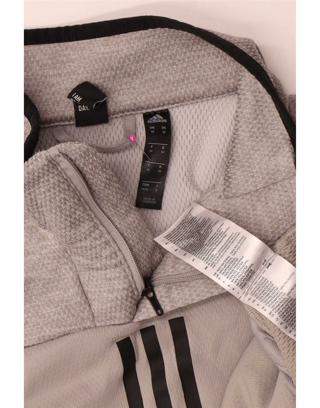 Ανδρική φόρμα αθλητικής φόρμας Adidas Climawarm με φερμουάρ με λαιμόκοψη μεσαίου γκρι πολυεστέρα