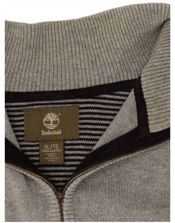 TIMBERLAND Ανδρικό πουλόβερ με φερμουάρ σε κανονική εφαρμογή XL γκρι