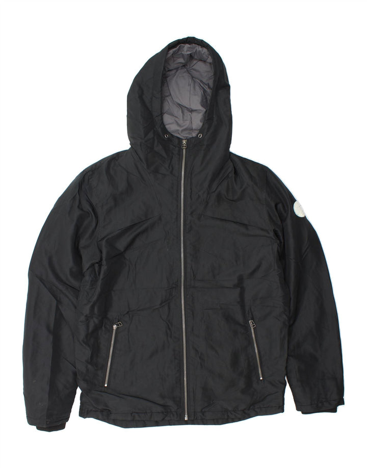 JACK & JONES Mens Hooded Windbreaker Jacket UK 38 Medium Black Vintage Jack & Jones and Second-Hand Jack & Jones from Messina Hembry 
