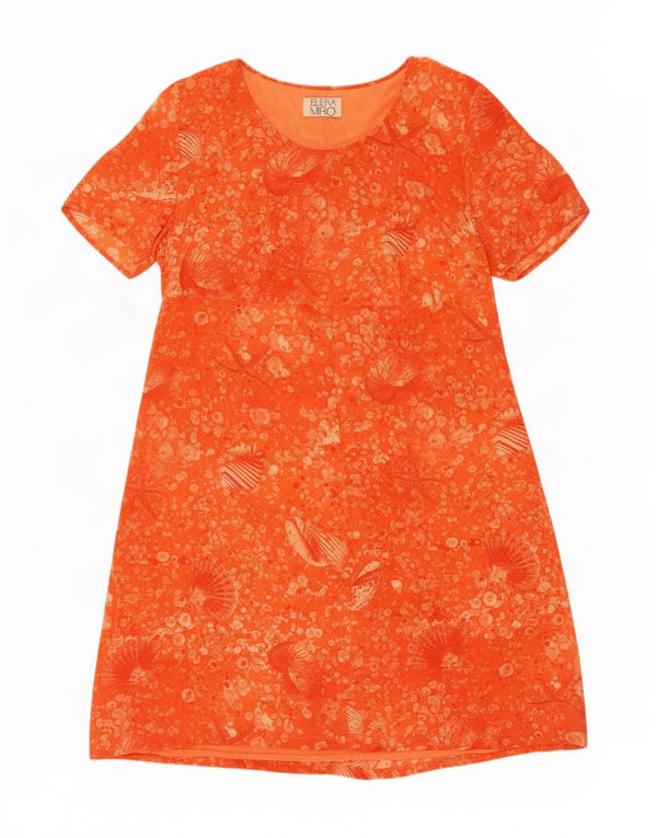 ELENA MIRO Γυναικείο Abstract Pattern φόρεμα A-Line UK 24 4XL πορτοκαλί βισκόζη