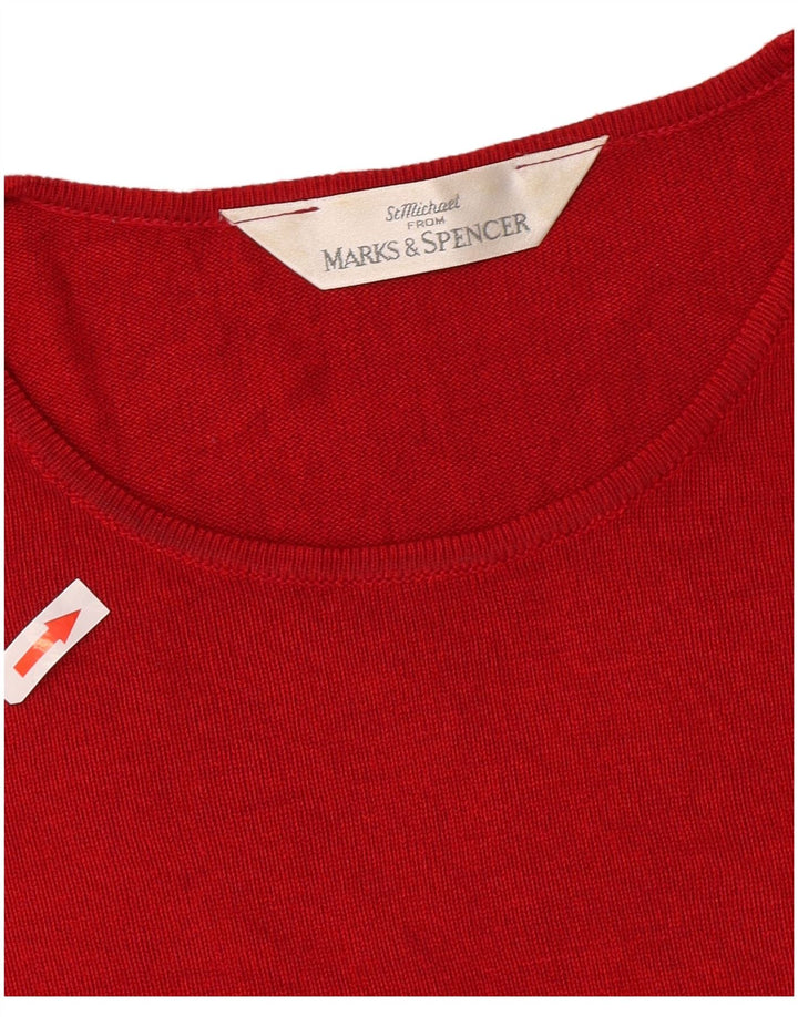 Marks & Spencer Γυναικείο T-Shirt Top UK 14 μεγάλη κόκκινη βισκόζη