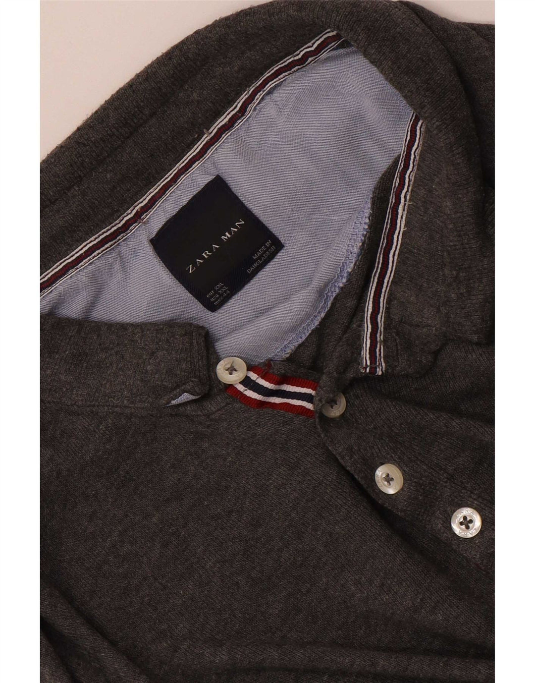 Zara Ανδρικό μακρυμάνικο μπλουζάκι πόλο 2XL σε γκρι χρώμα