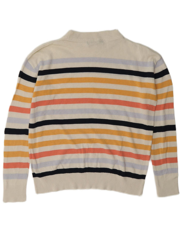Marks & Spencer Γυναικείο πουλόβερ με λαιμόκοψη UK 6 XS Off White ριγέ