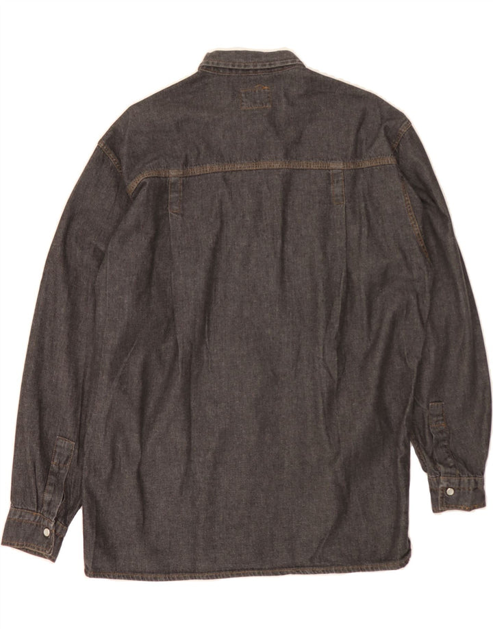VINTAGE Womens Oversized Denim Shirt UK 14 Medium Grey Vintage Vintage and Second-Hand Vintage from Messina Hembry 