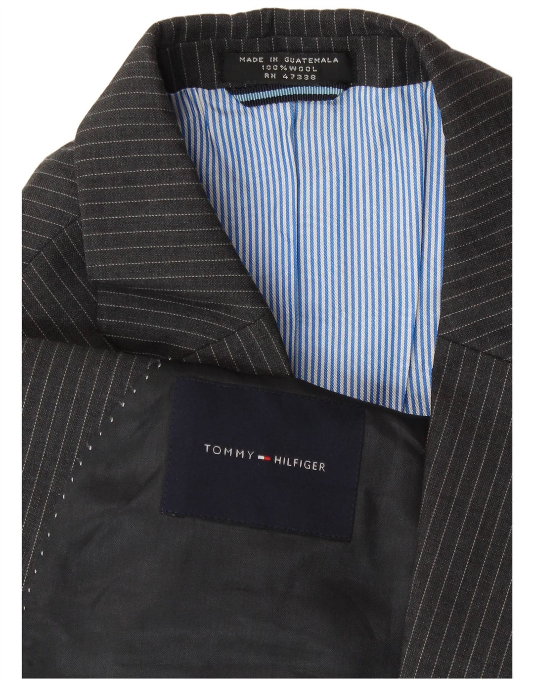 Tommy Hilfiger Ανδρικό σακάκι 2 κουμπιών UK 40 Large Grey Pinstripe Wool