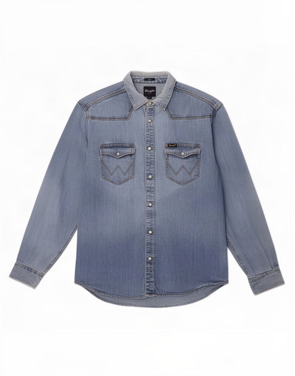 Ανδρικό πουκάμισο Wrangler Casual Τζιν XL Μπλε βαμβακερό