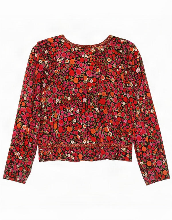 Vintage Γυναικείο πουκάμισο Crop Μπλούζα UK 14 Medium Πολύχρωμο Floral