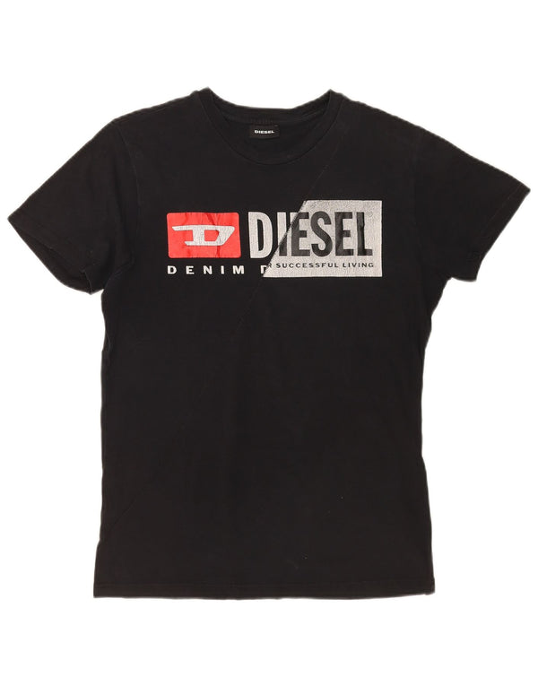 Ανδρικό γραφικό T-Shirt DIESEL Top Μικρό μαύρο βαμβακερό