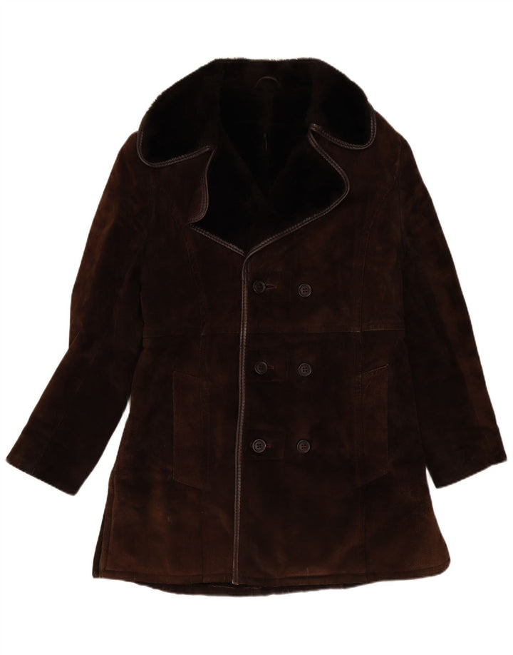 Vintage Ανδρικό παλτό Sherpa Double Breasted UK 10 Small Brown
