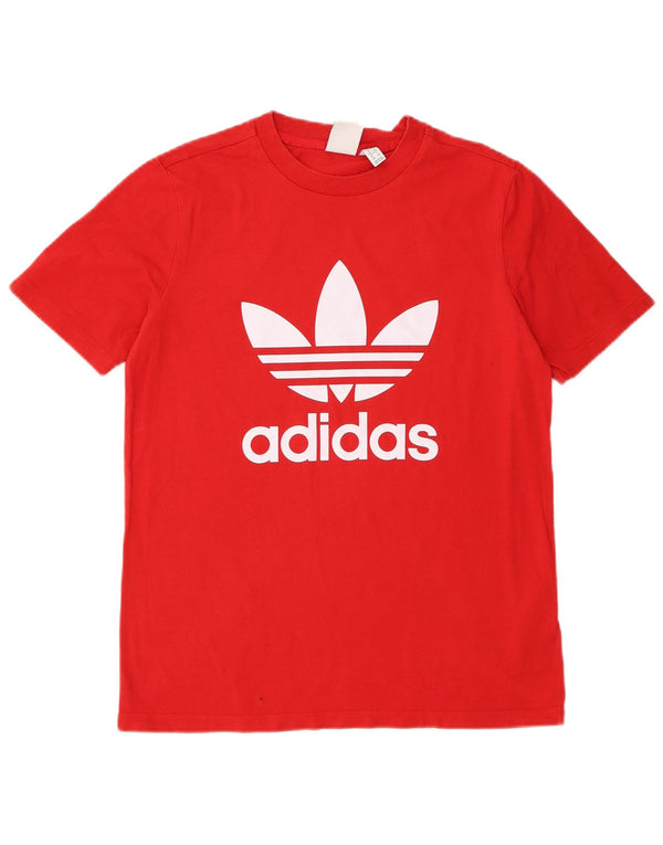 Γυναικείο γραφικό T-Shirt Adidas Top UK 14 Μεσαίο κόκκινο βαμβακερό