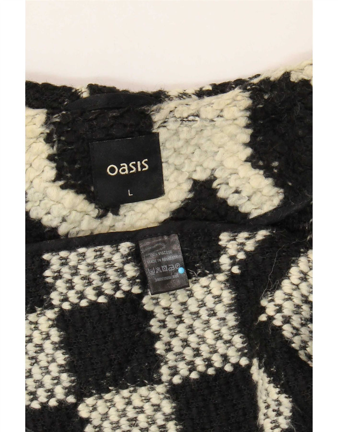 Γυναικείο Παλτό Oasis UK 16 Μεγάλη Μαύρη Γεωμετρική Βισκόζη