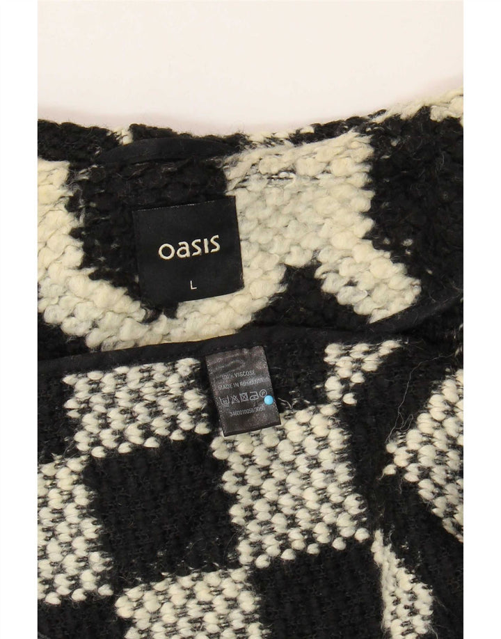 Γυναικείο Παλτό Oasis UK 16 Μεγάλη Μαύρη Γεωμετρική Βισκόζη